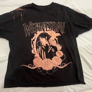 Black Graphic Tee with Orange Design